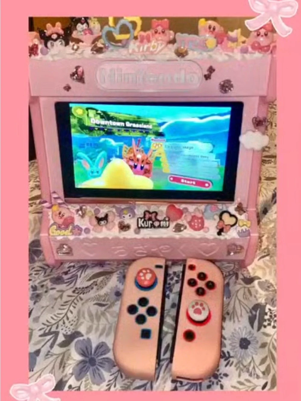 Nintendo Pink Custom Console Arcade stand kuromi and Kirby